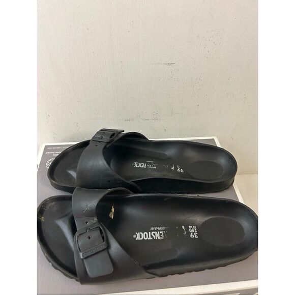 Birkenstock black rubber 1 strap 39 womens size 8 - Picture 1 of 5